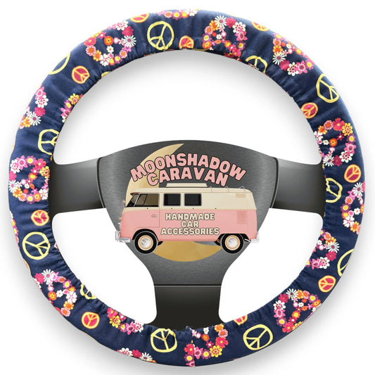 Floral Peace Sign Steering Wheel Cover Moonshadow Caravan