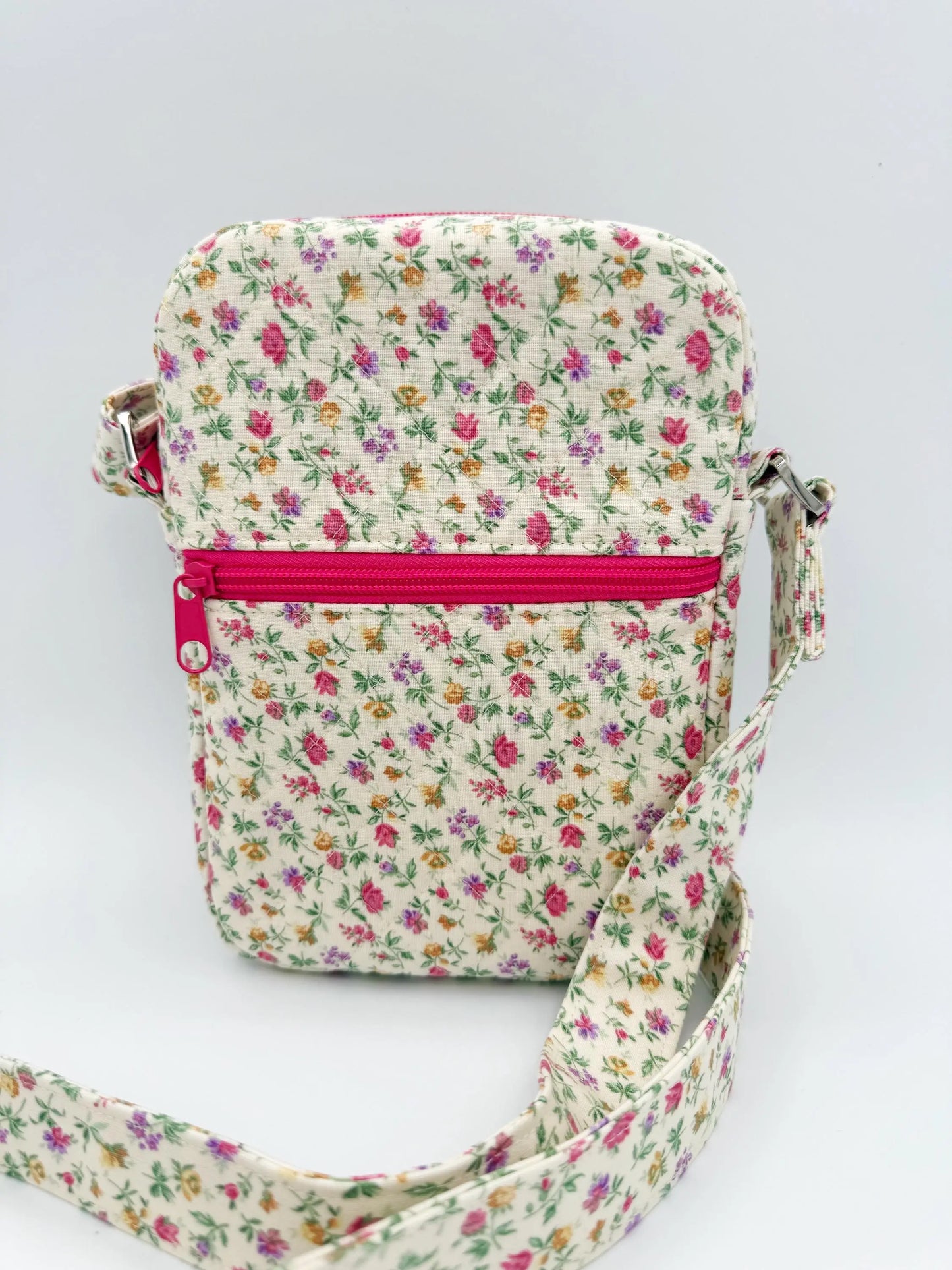 Pink, Purple Floral Quilted Crossbody Bag Moonshadow Caravan