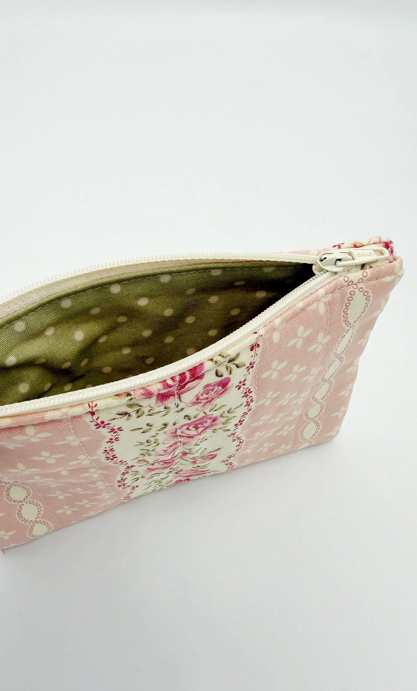 Quilted Shabby Rose Coin Purse, Girly Pink Handmade Change Pouch Moonshadow Caravan