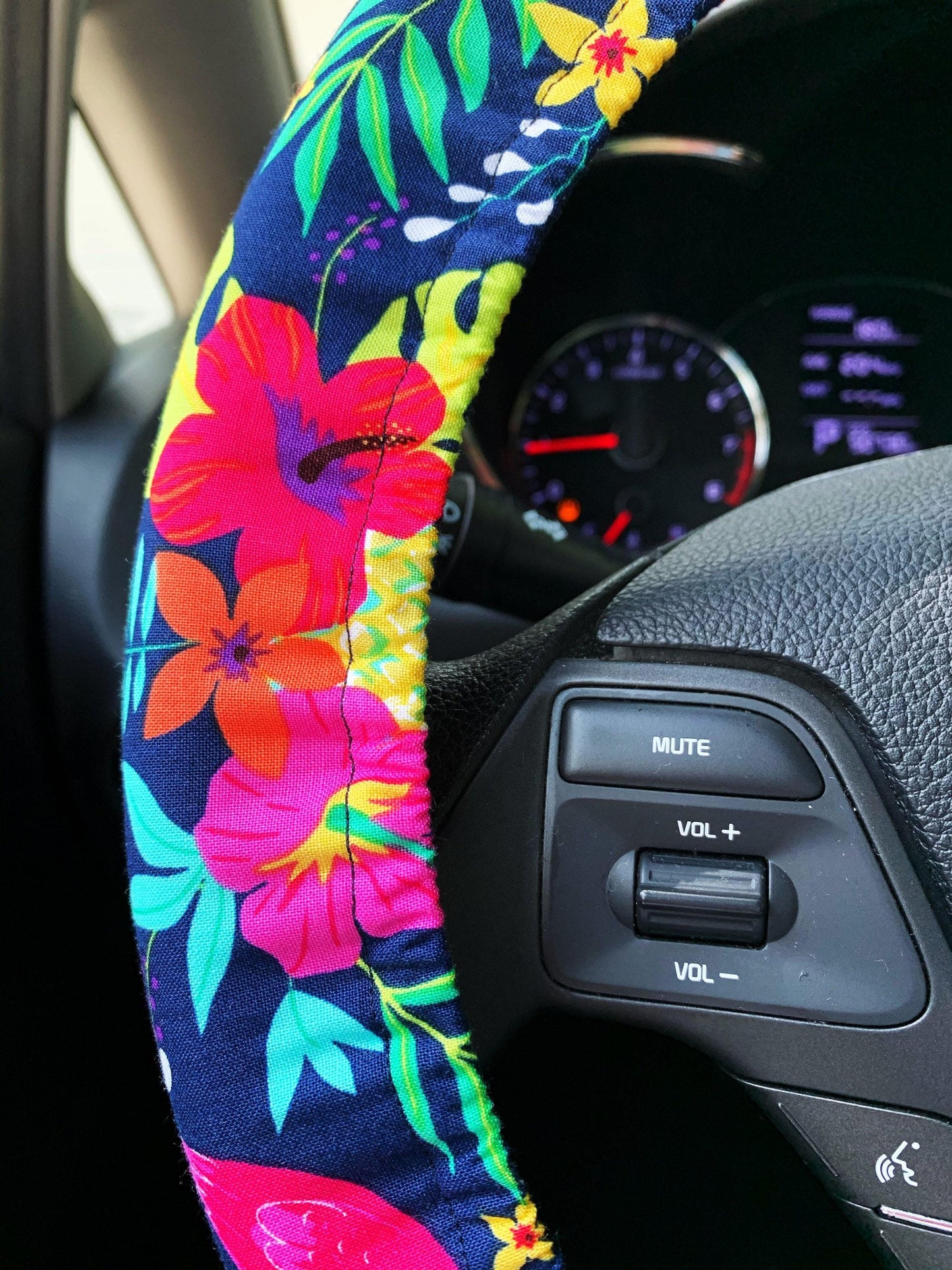 Tropical Monstera Flamingo Steering Wheel Cover