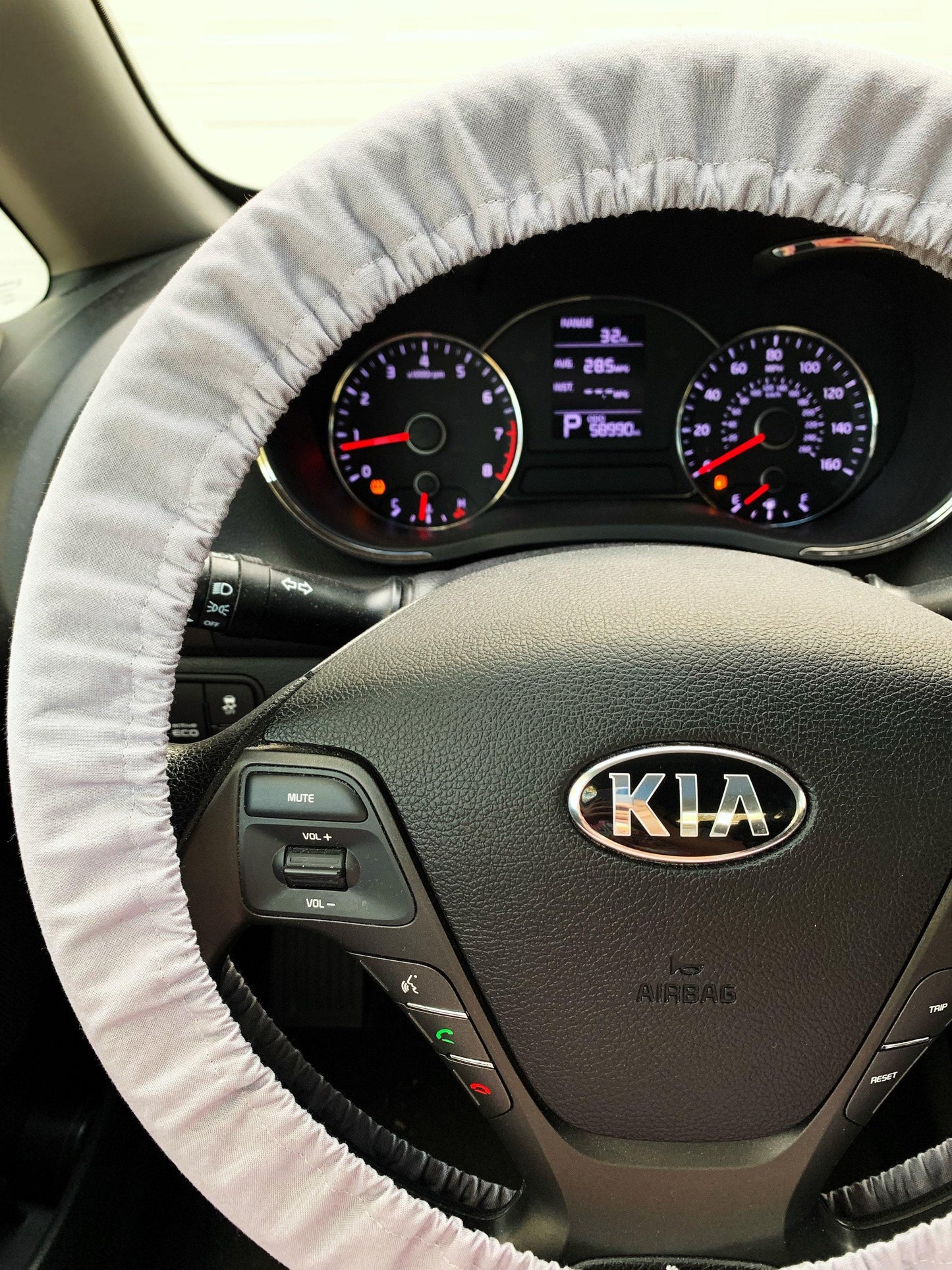 Solid Gray Cotton Steering Wheel Cover