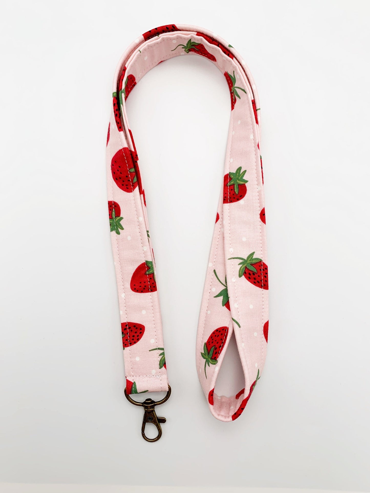 Pink Strawberry Lanyard Badge Holder