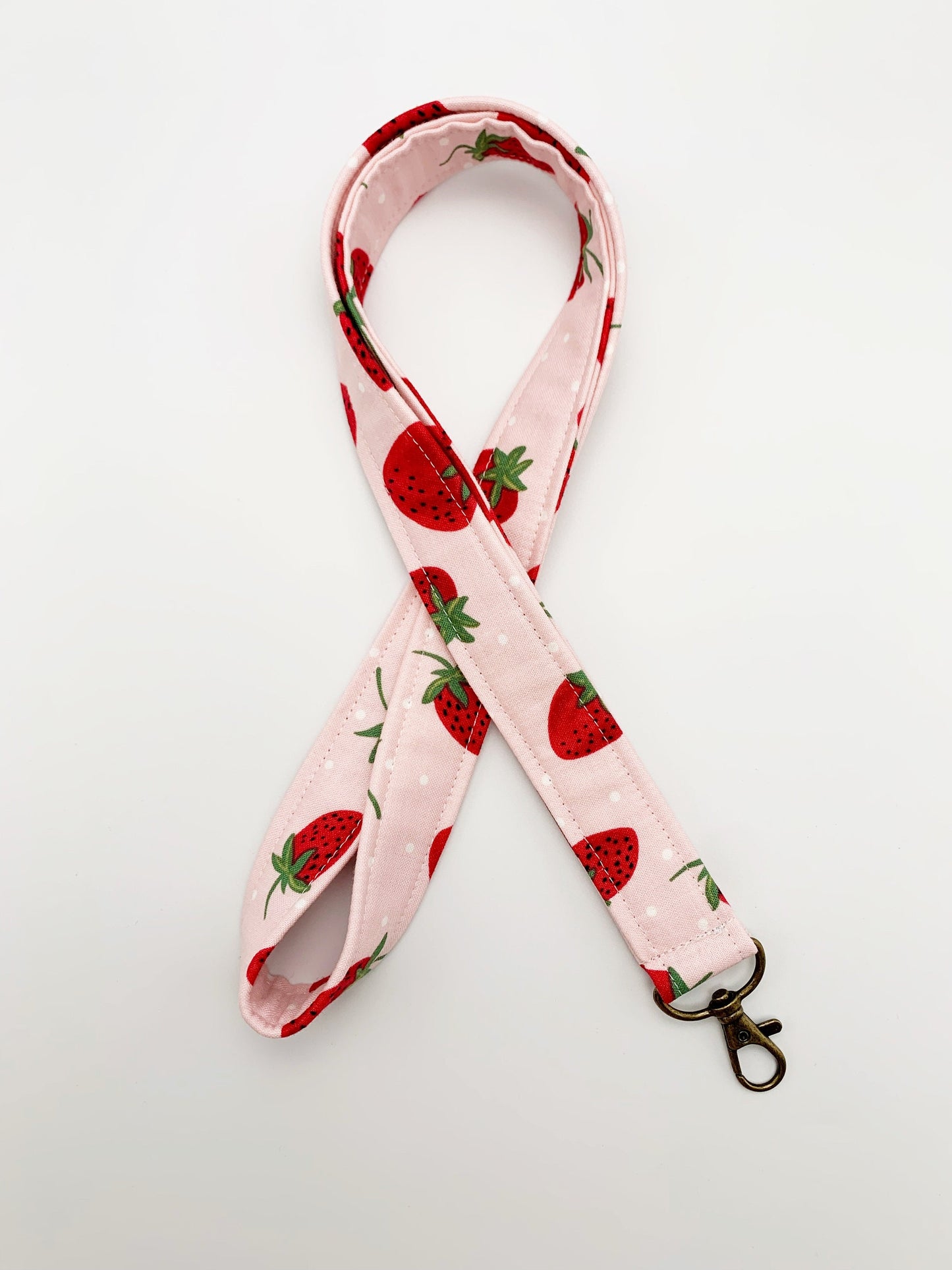 Pink Strawberry Lanyard Badge Holder