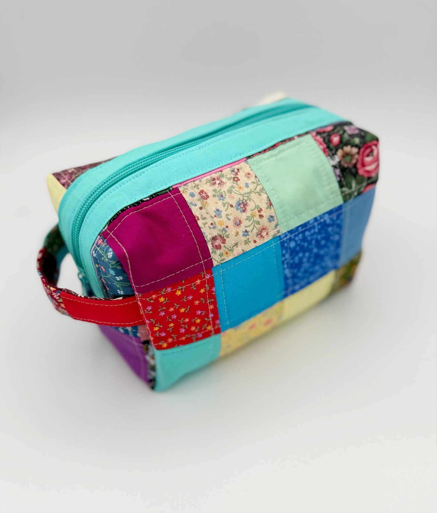Patchwork Boxy Bag, Cosmetic, Makeup or Everything Bag