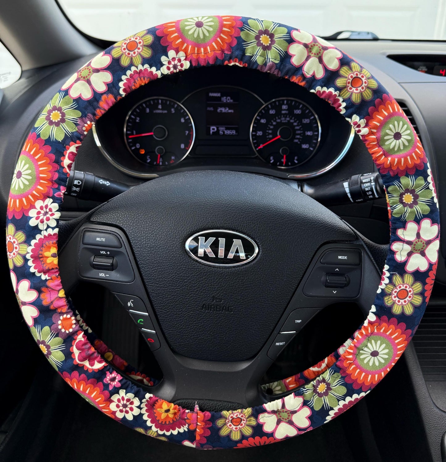 Navy Floral Steering Wheel Cover