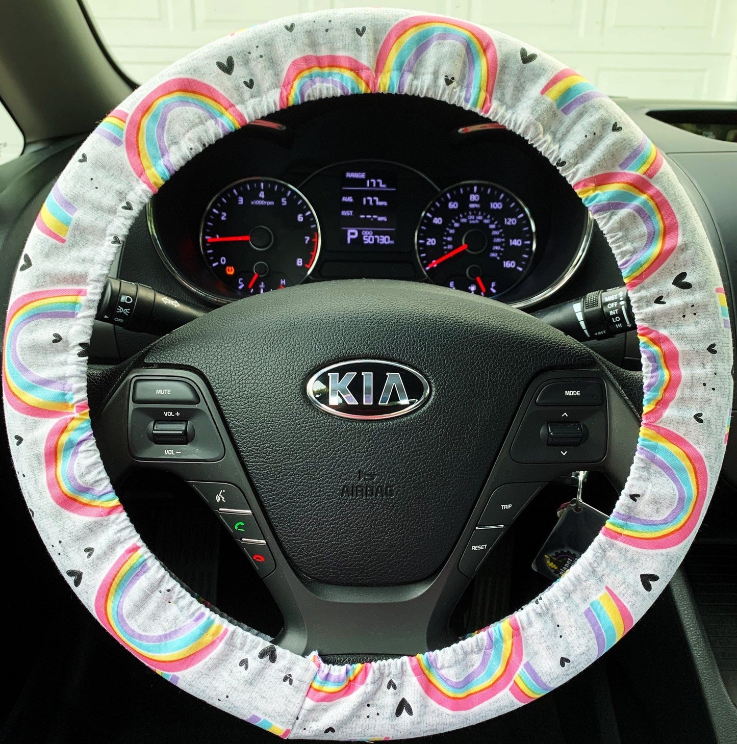 Rainbow Heart Steering Wheel Cover