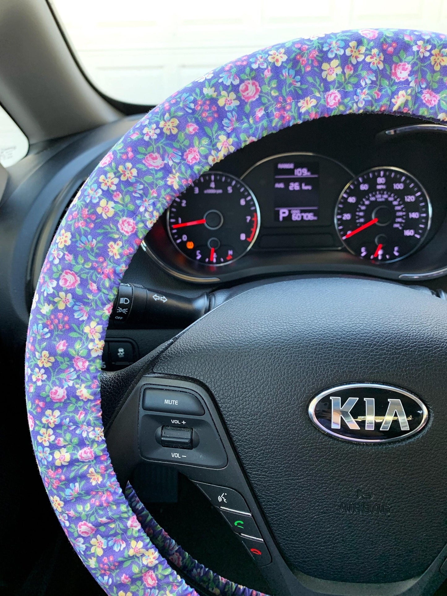 Purple Floral Steering Wheel Cover