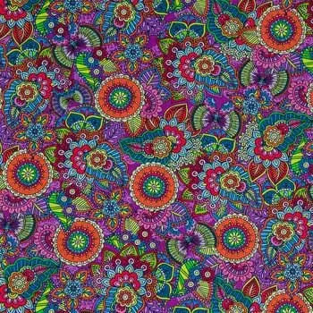 Flowers, Butterflies, Paisley Steering Wheel Cover Moonshadow Caravan