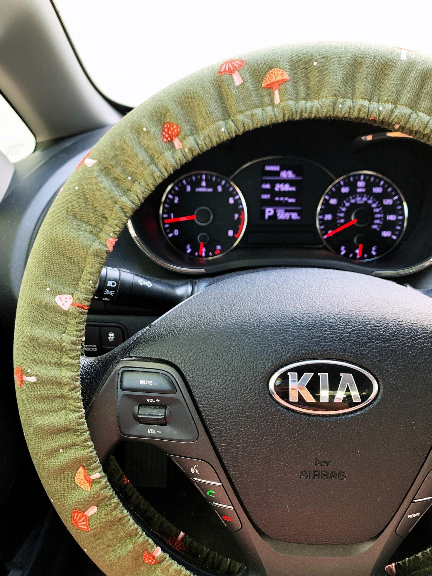 Olive Green Mushroom Steering Wheel Cover