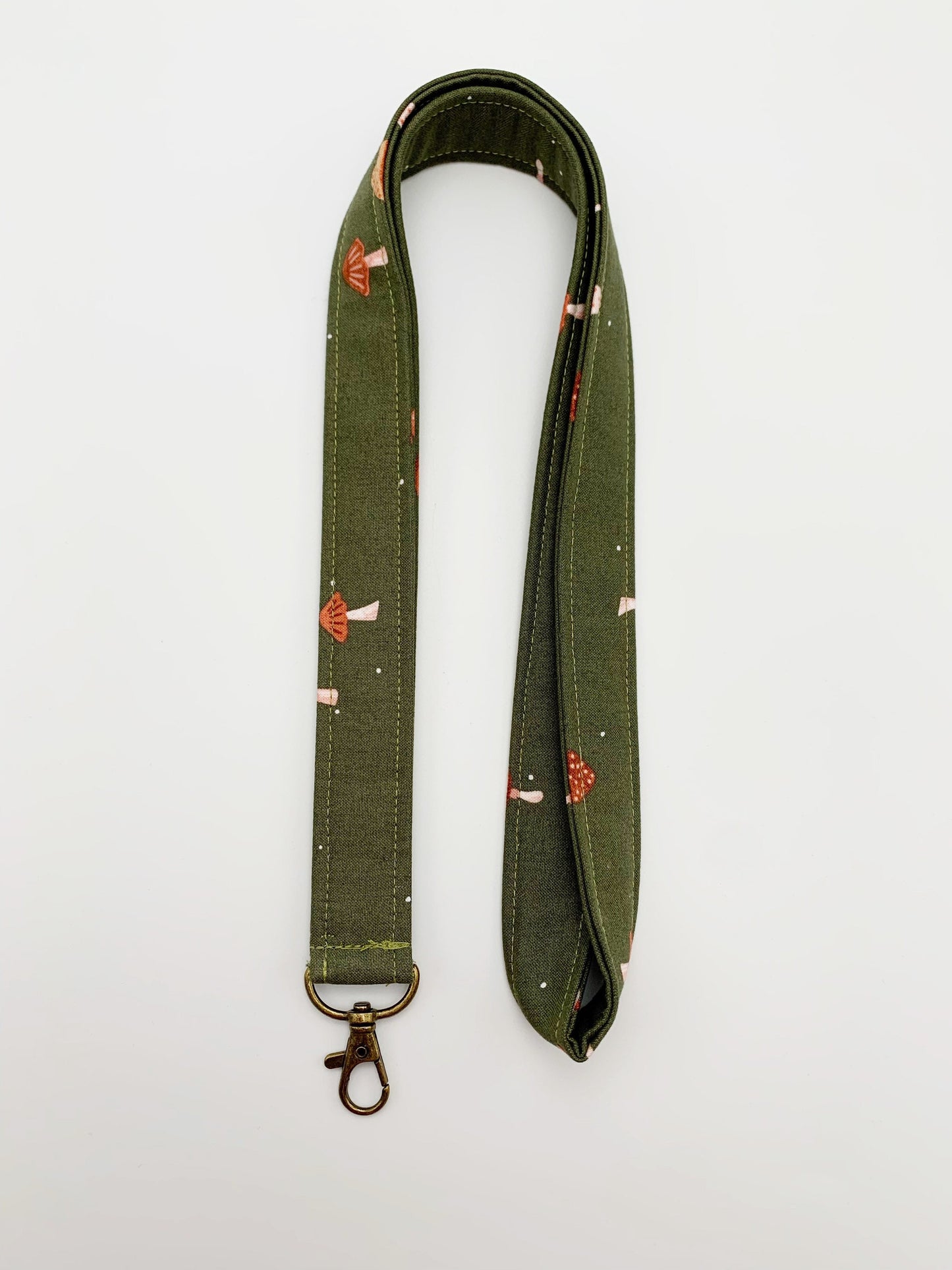 Olive Green Mushroom Lanyard ID Badge Holder