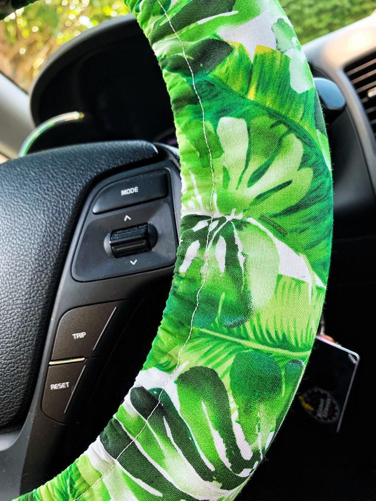 Tropical Monstera Plant Steering Wheel Cover