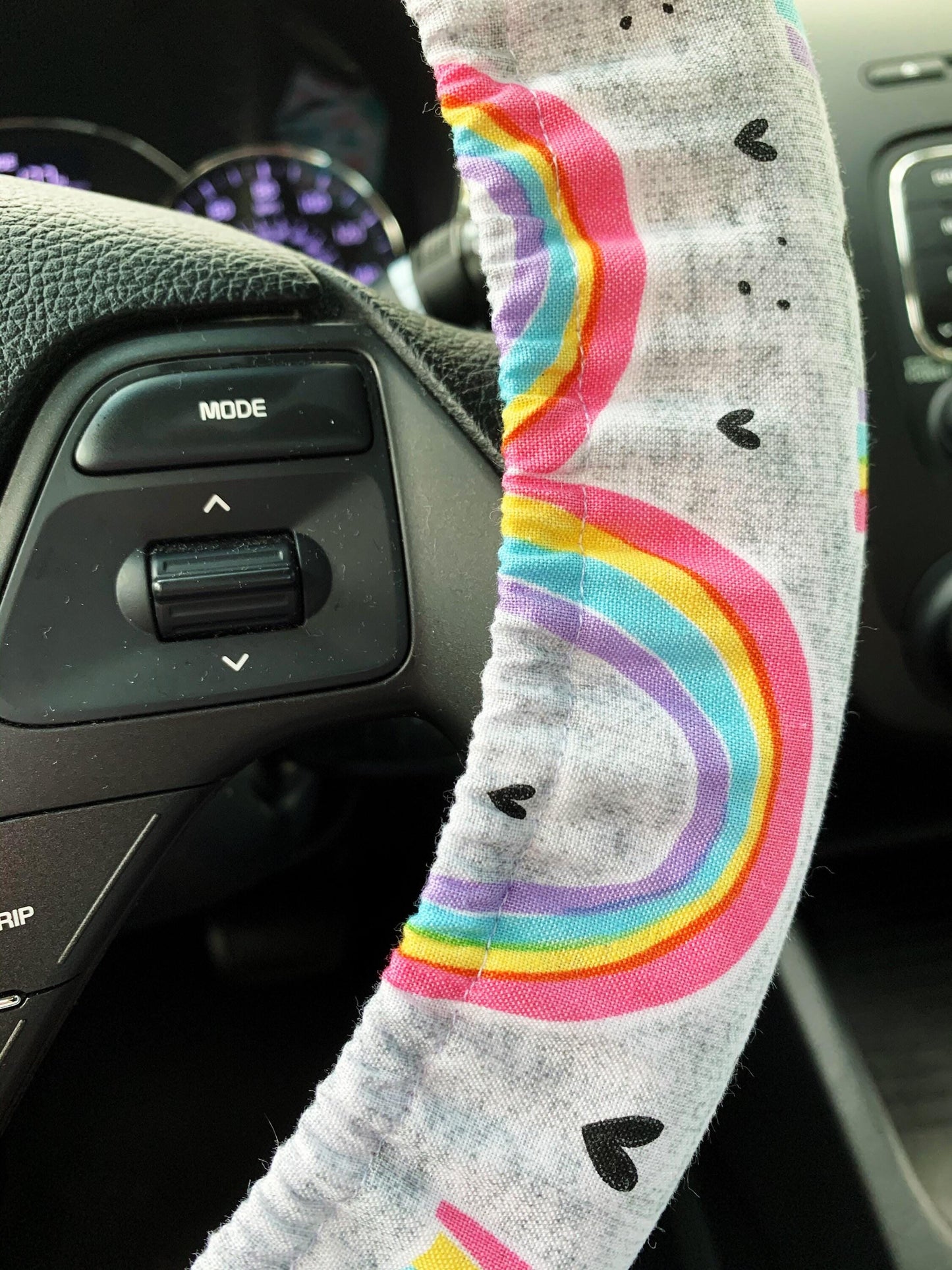 Rainbow Heart Steering Wheel Cover