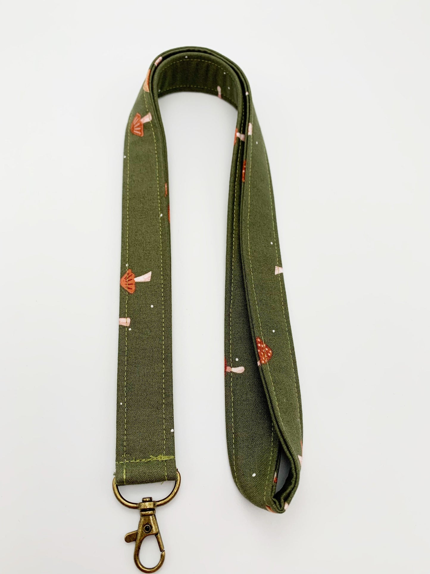 Olive Green Mushroom Lanyard ID Badge Holder