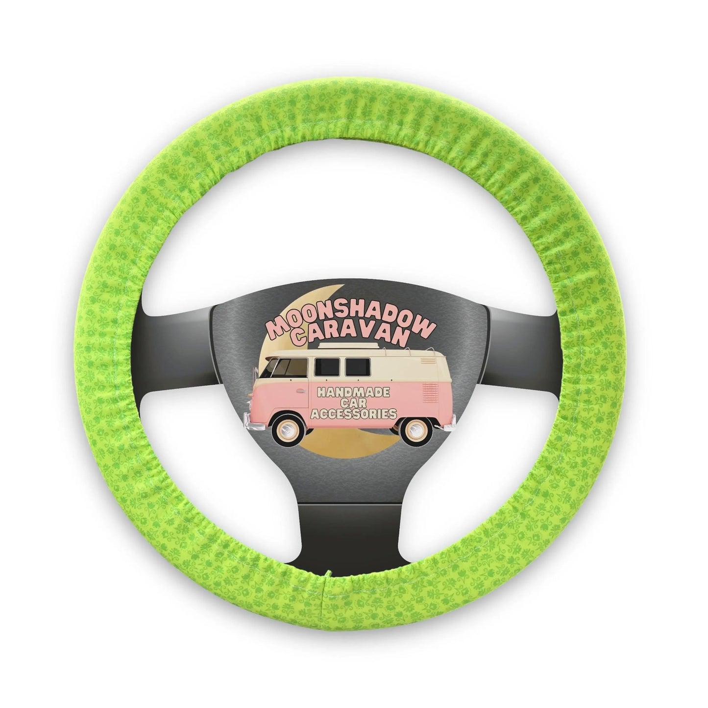 Lime Green Floral Steering Wheel Cover Moonshadow Caravan