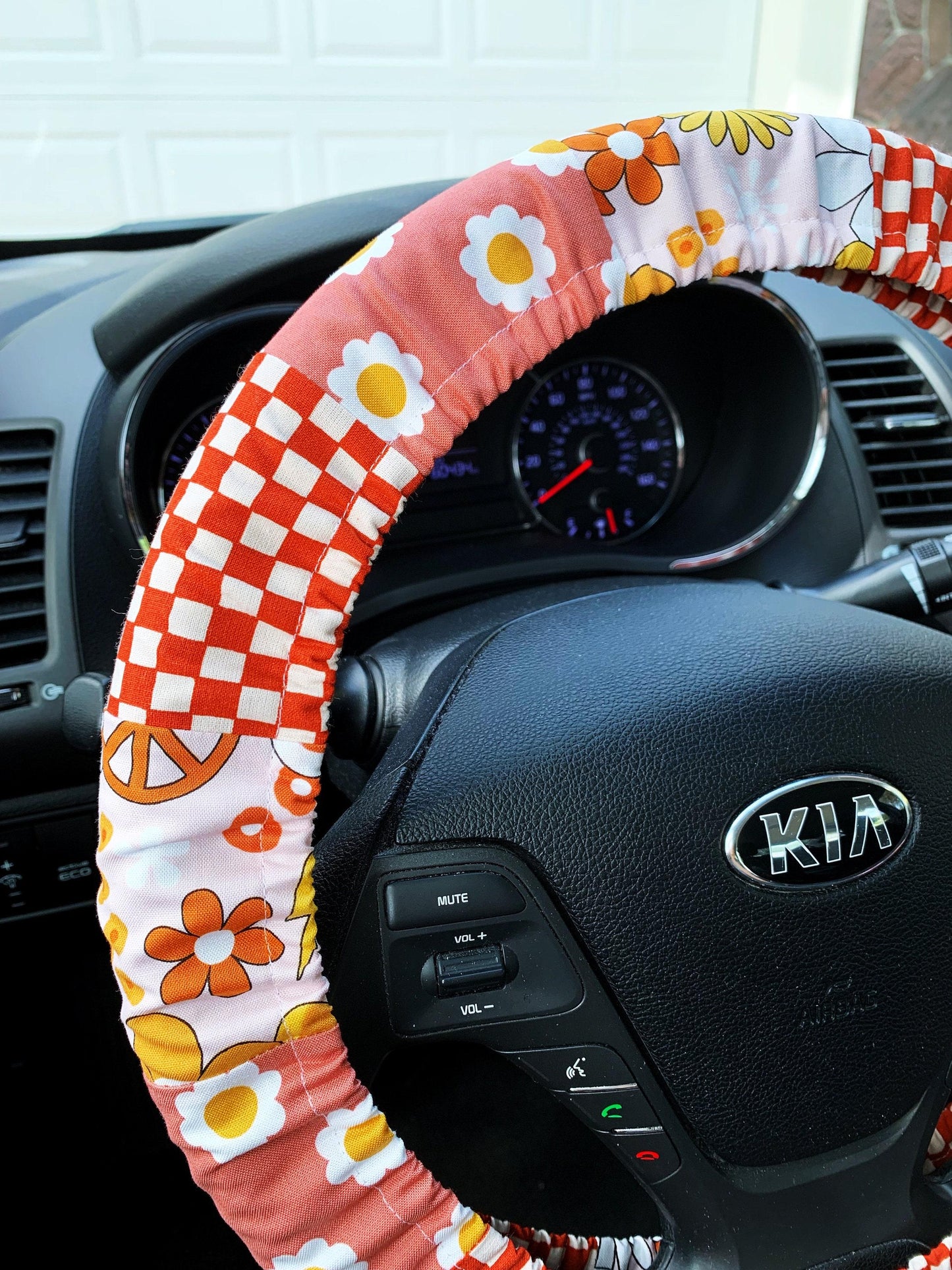 Retro Hippie Patchwork Steering Wheel Cover