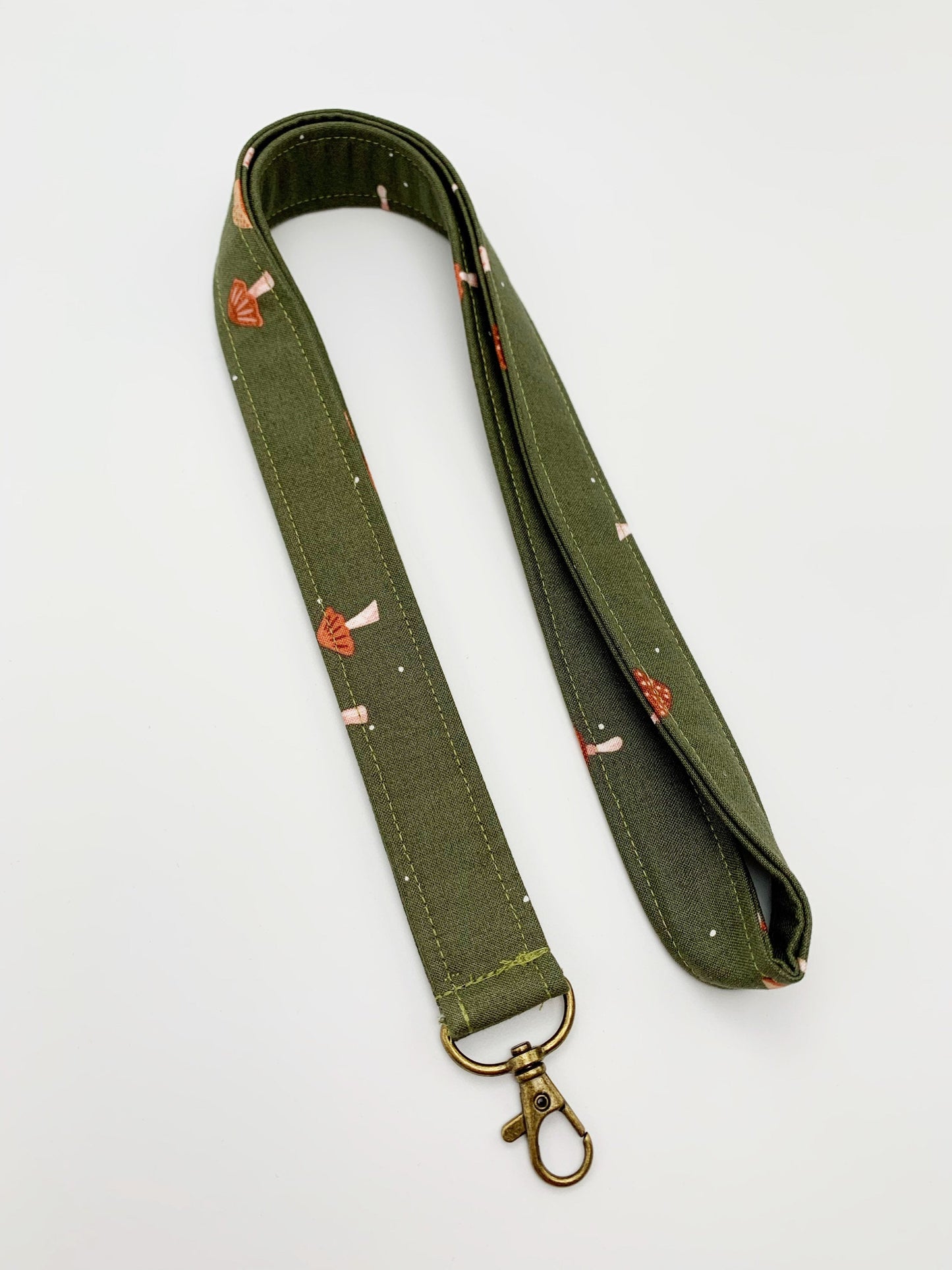 Olive Green Mushroom Lanyard ID Badge Holder