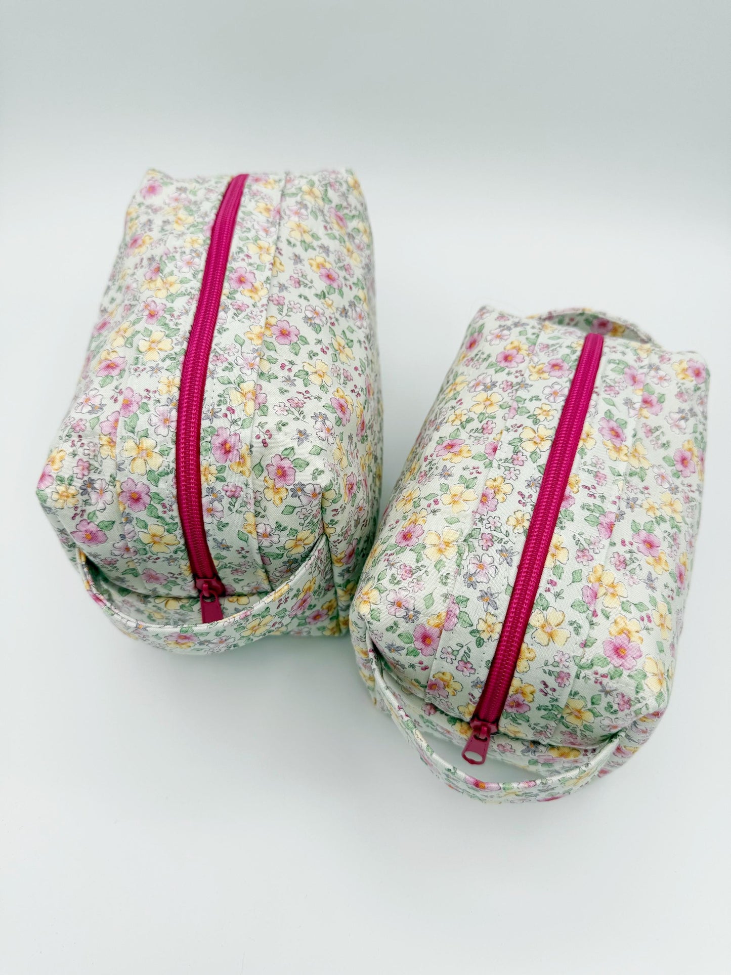 Vintage Style Floral Quilted Boxy Bag, Medium Size Makeup Case