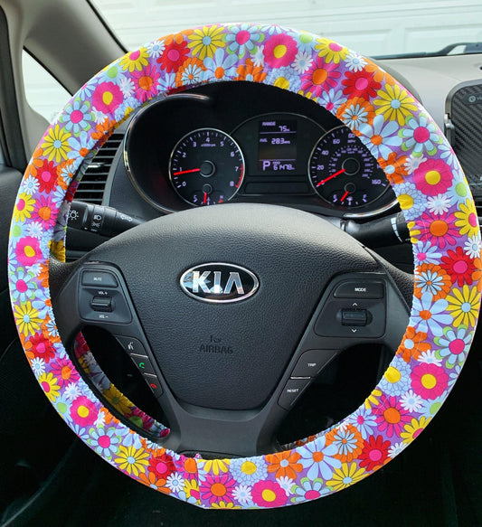 Hippie Flower Power Steering Wheel Cover