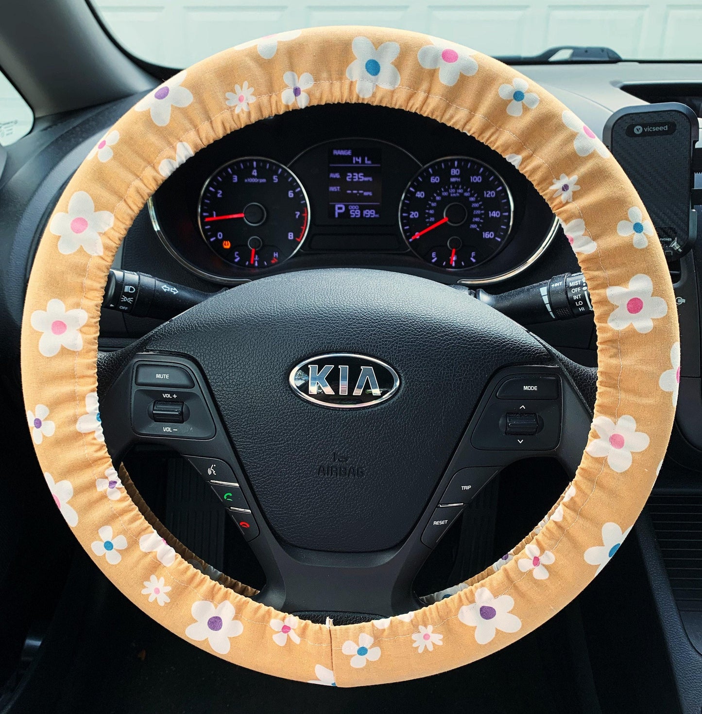 Retro Flower Power Steering Wheel Cover