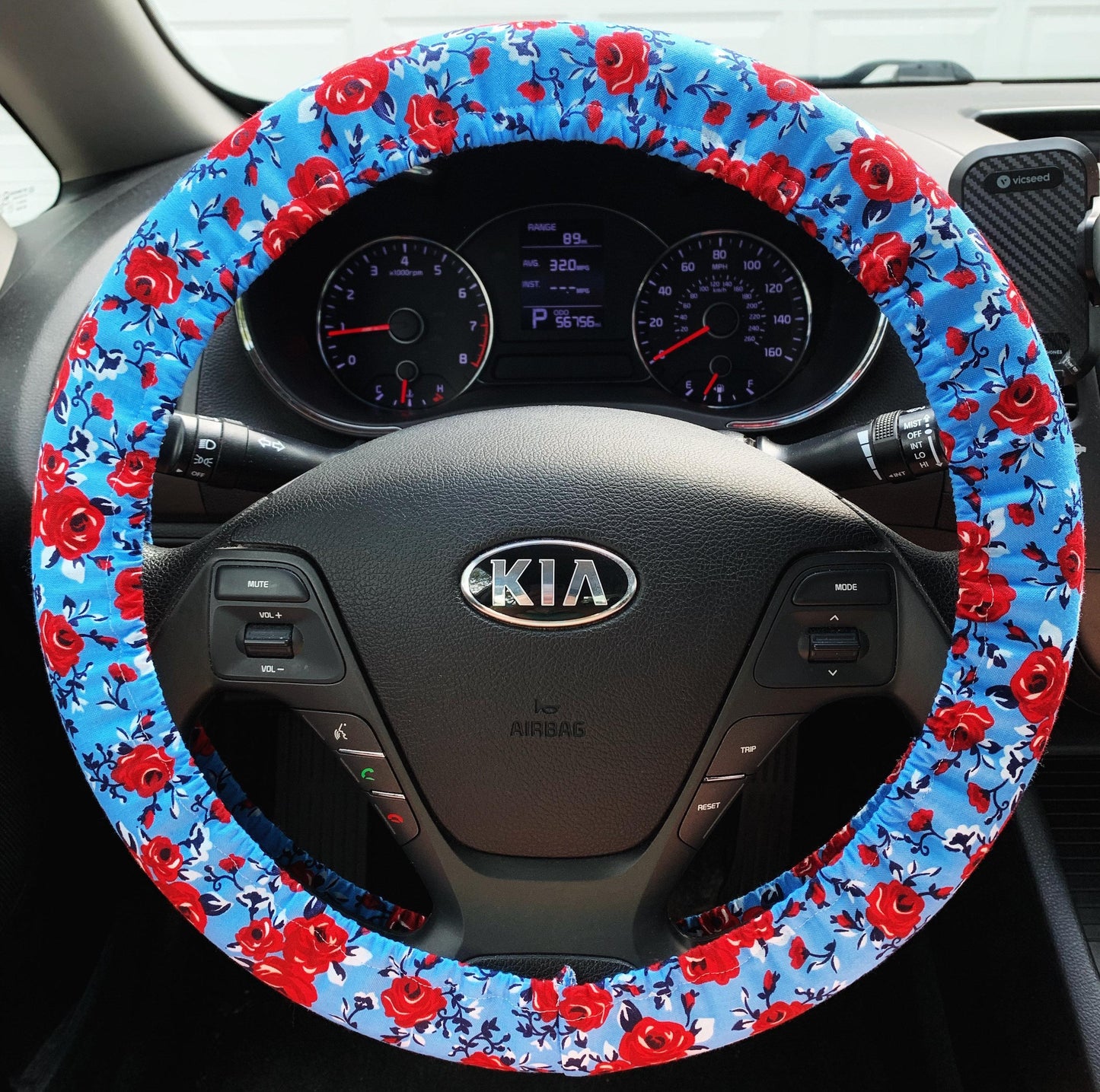 Red Rose Steering Wheel Cover