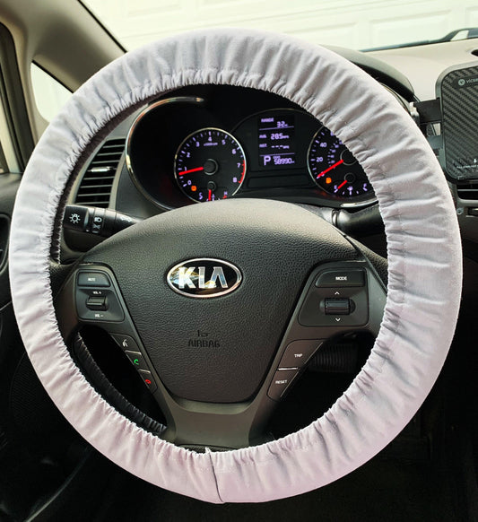 Solid Gray Cotton Steering Wheel Cover