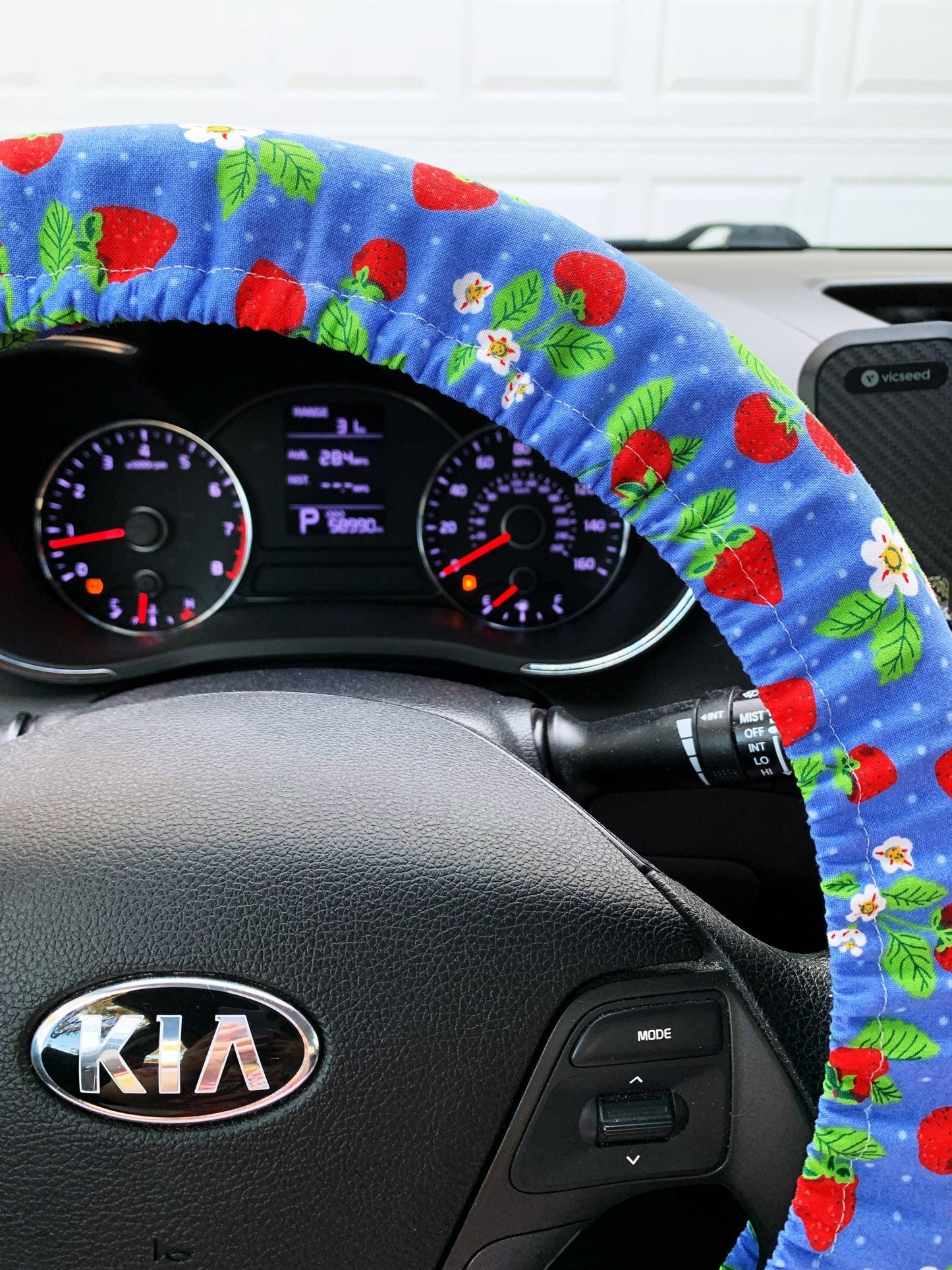 Blue Strawberry Steering Wheel Cover