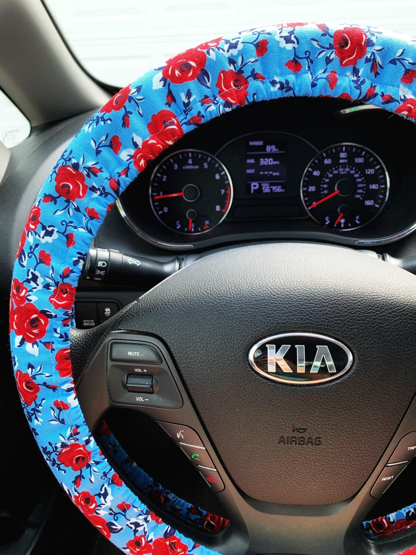 Red Rose Steering Wheel Cover