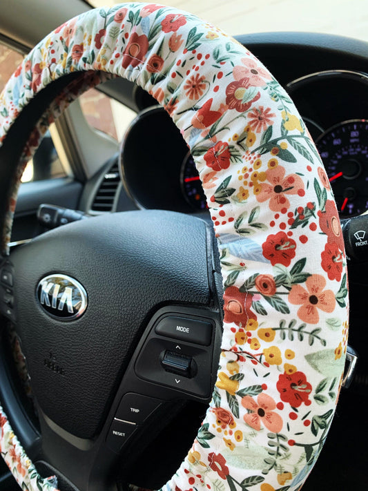 Boho Botanical Wildflower Steering Wheel Cover