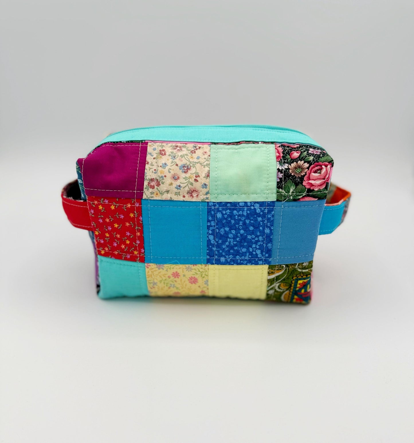 Patchwork Boxy Bag, Cosmetic, Makeup or Everything Bag