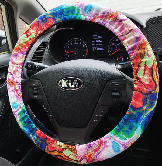 Fluid Paint Art Steering Wheel Cover