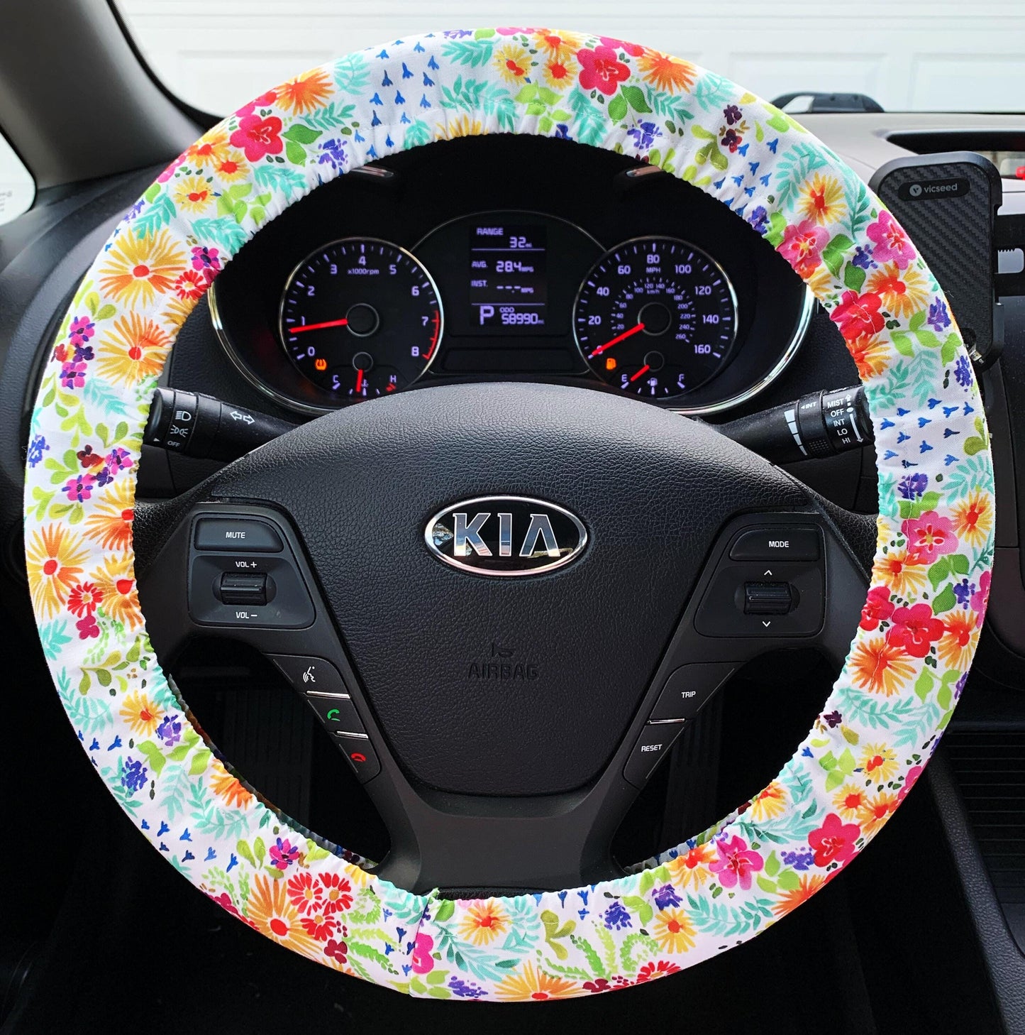 Bright Floral Steering Wheel Cover