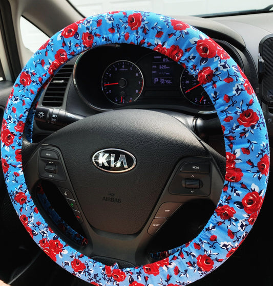 Red Rose Steering Wheel Cover