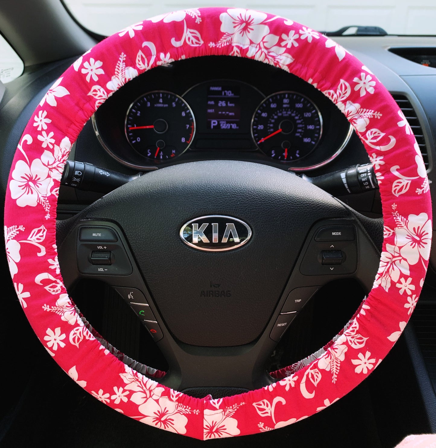 Hot Pink Hibiscus Steering Wheel Cover