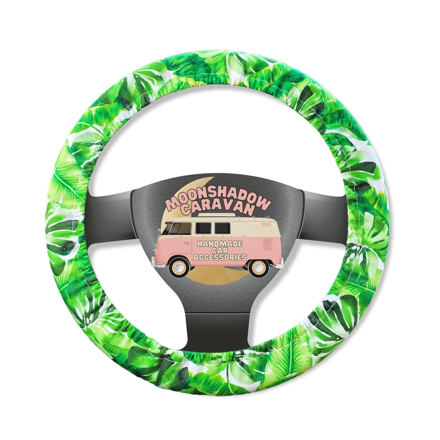 Tropical Monstera Plant Steering Wheel Cover