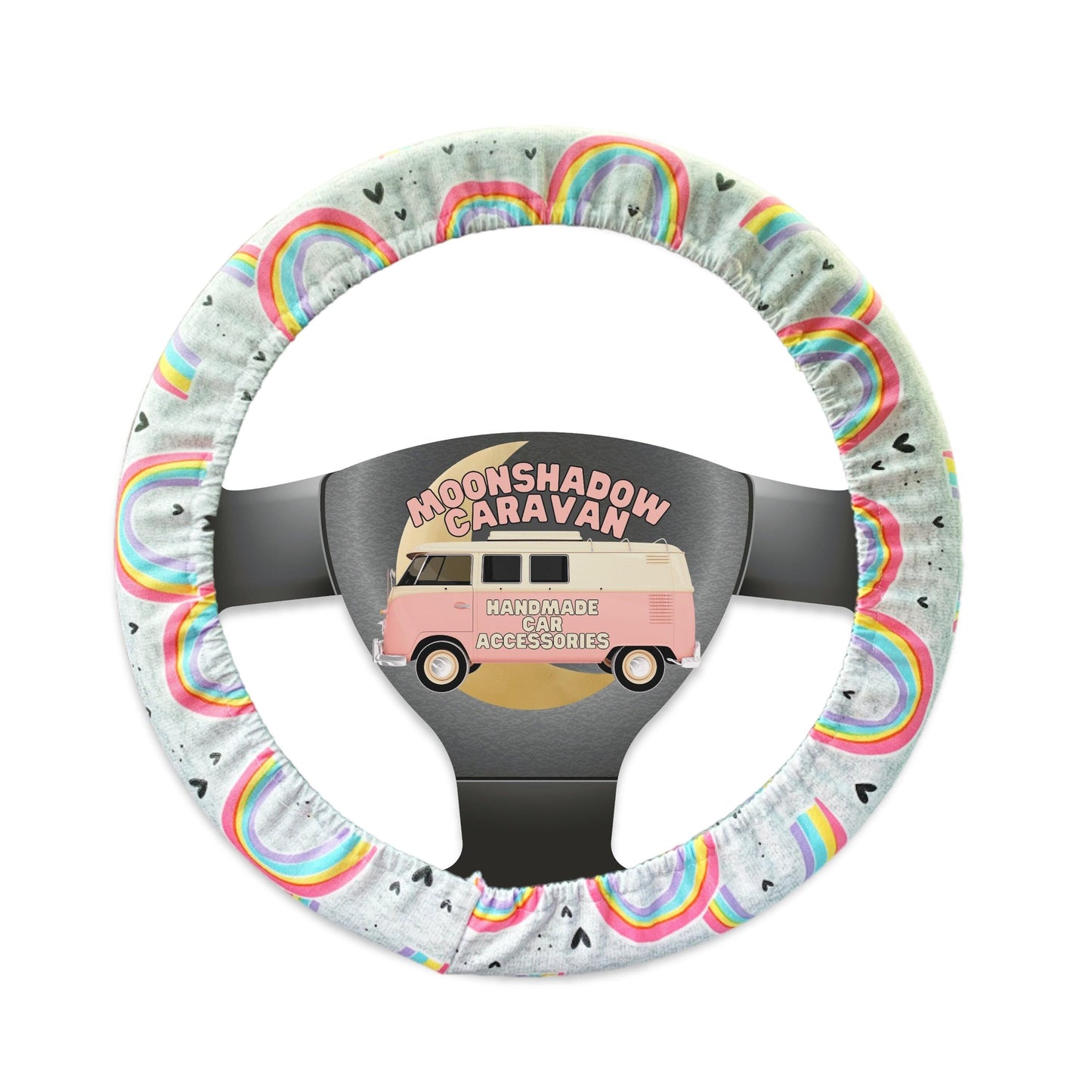 Rainbow Heart Steering Wheel Cover