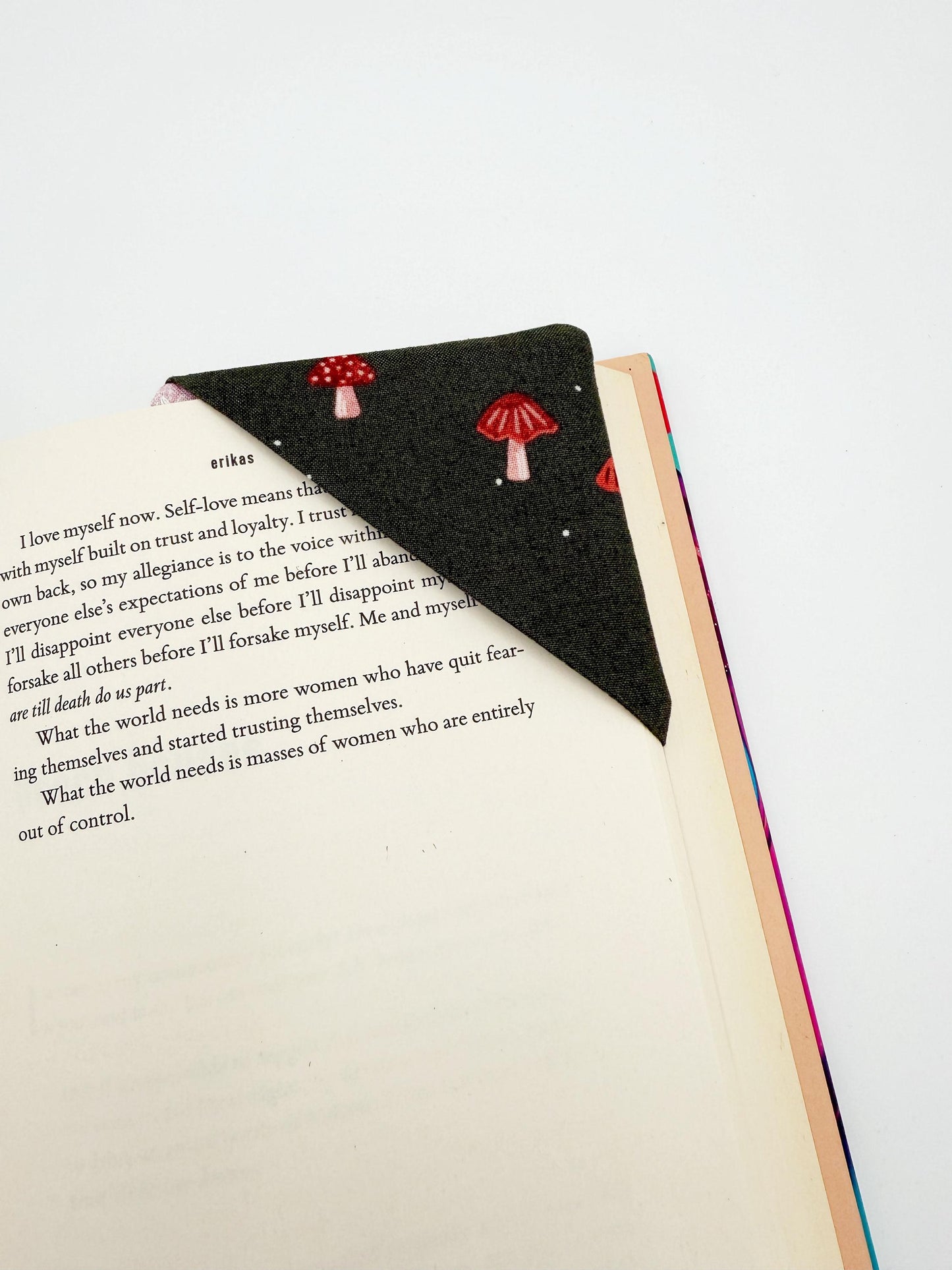 Patchwork, Mushrooms Fabric Corner Bookmarks - Set of 3