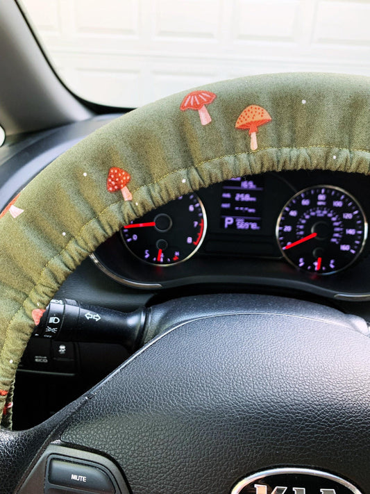 Olive Green Mushroom Steering Wheel Cover