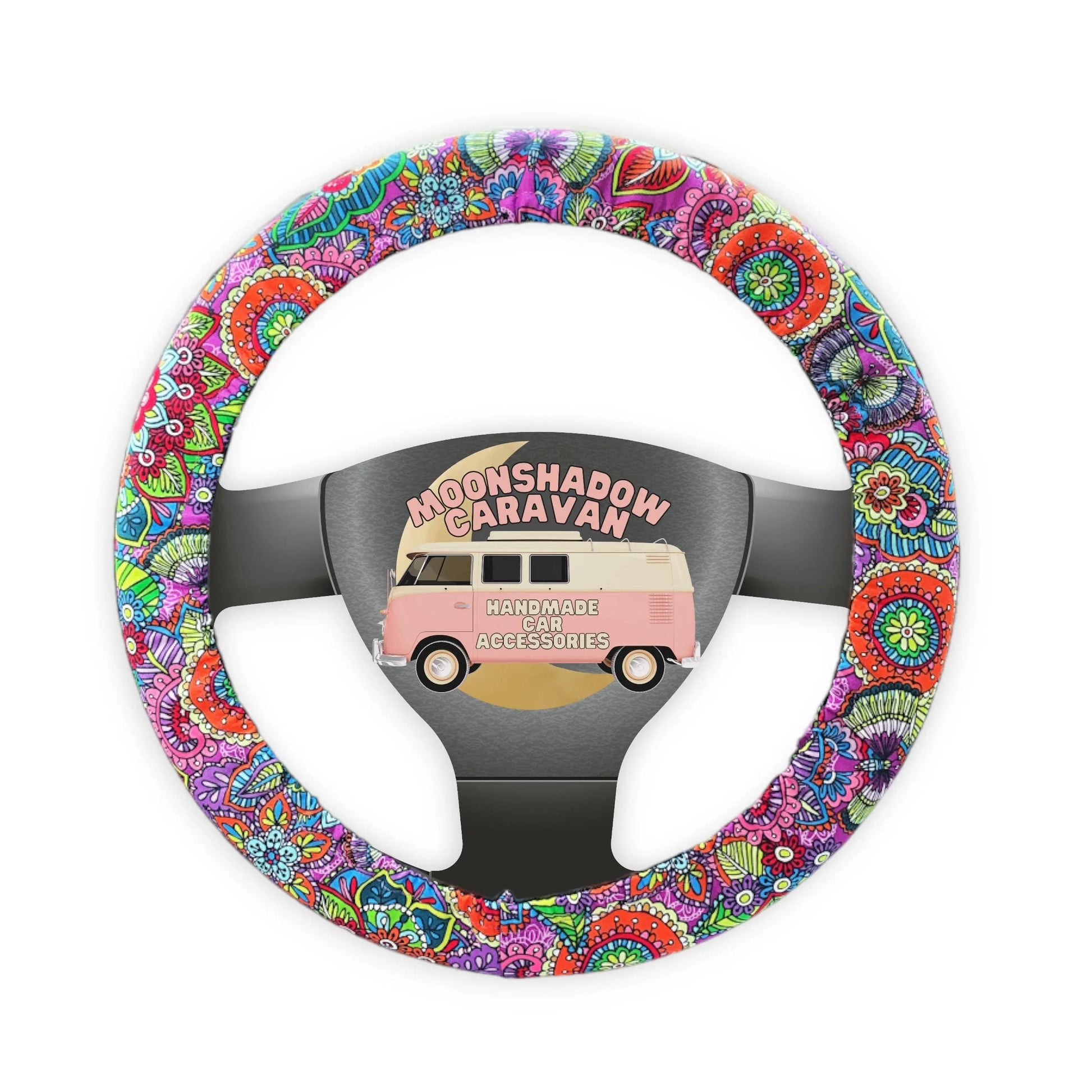 Flowers, Butterflies, Paisley Steering Wheel Cover Moonshadow Caravan