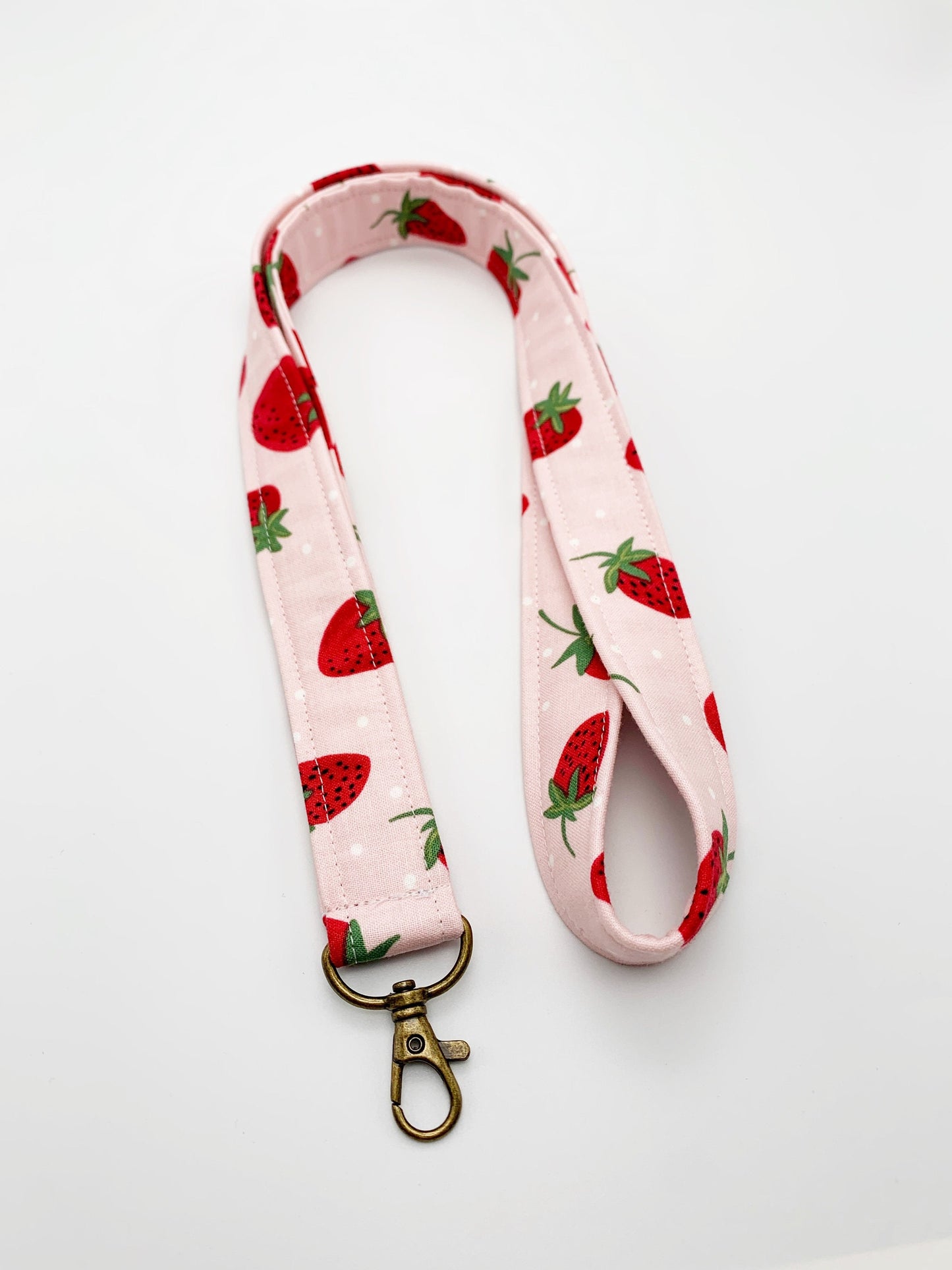 Pink Strawberry Lanyard Badge Holder