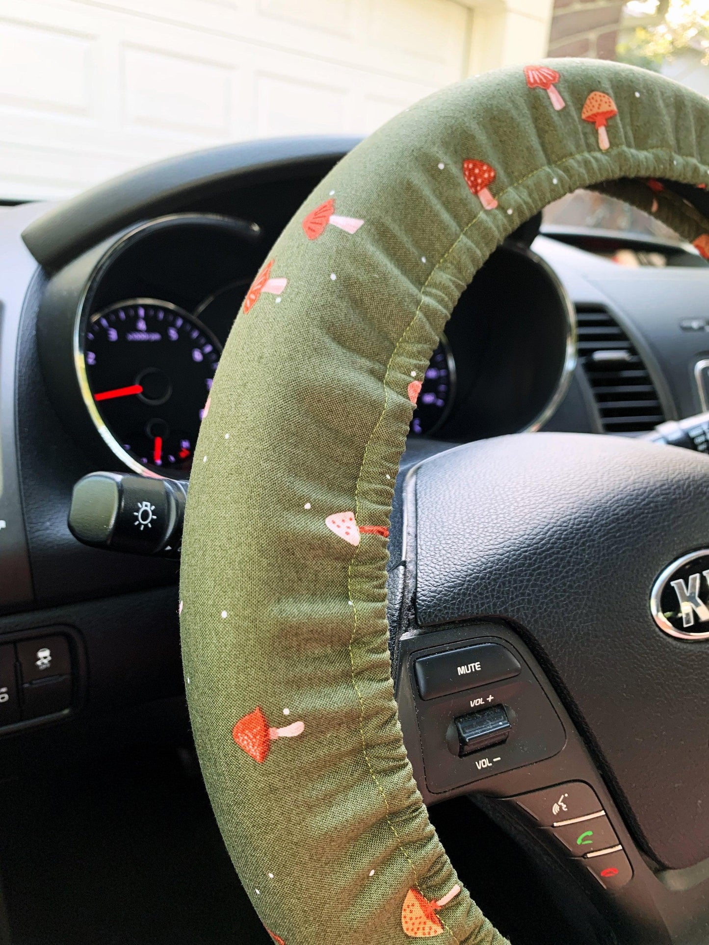 Olive Green Mushroom Steering Wheel Cover