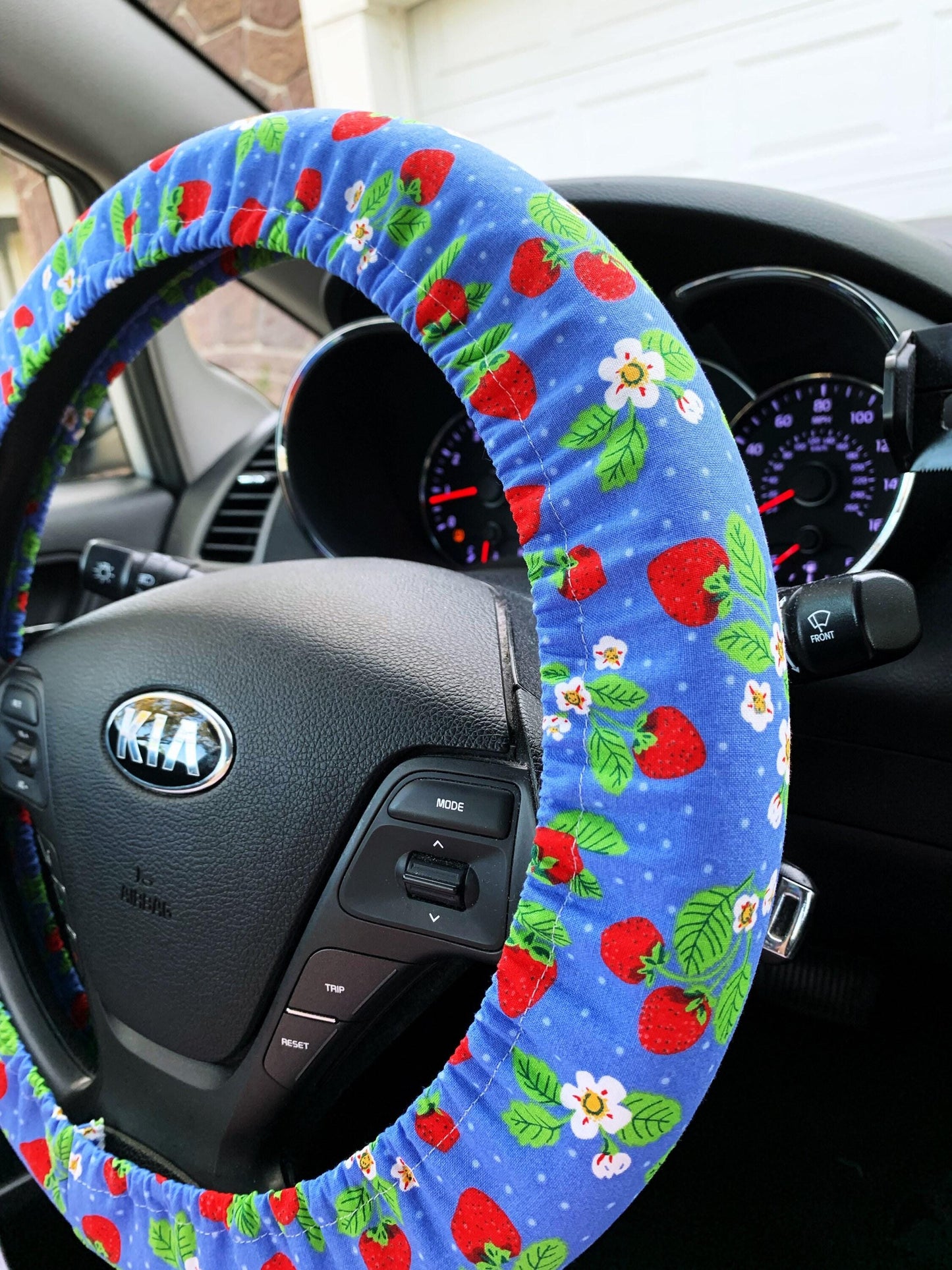 Blue Strawberry Steering Wheel Cover