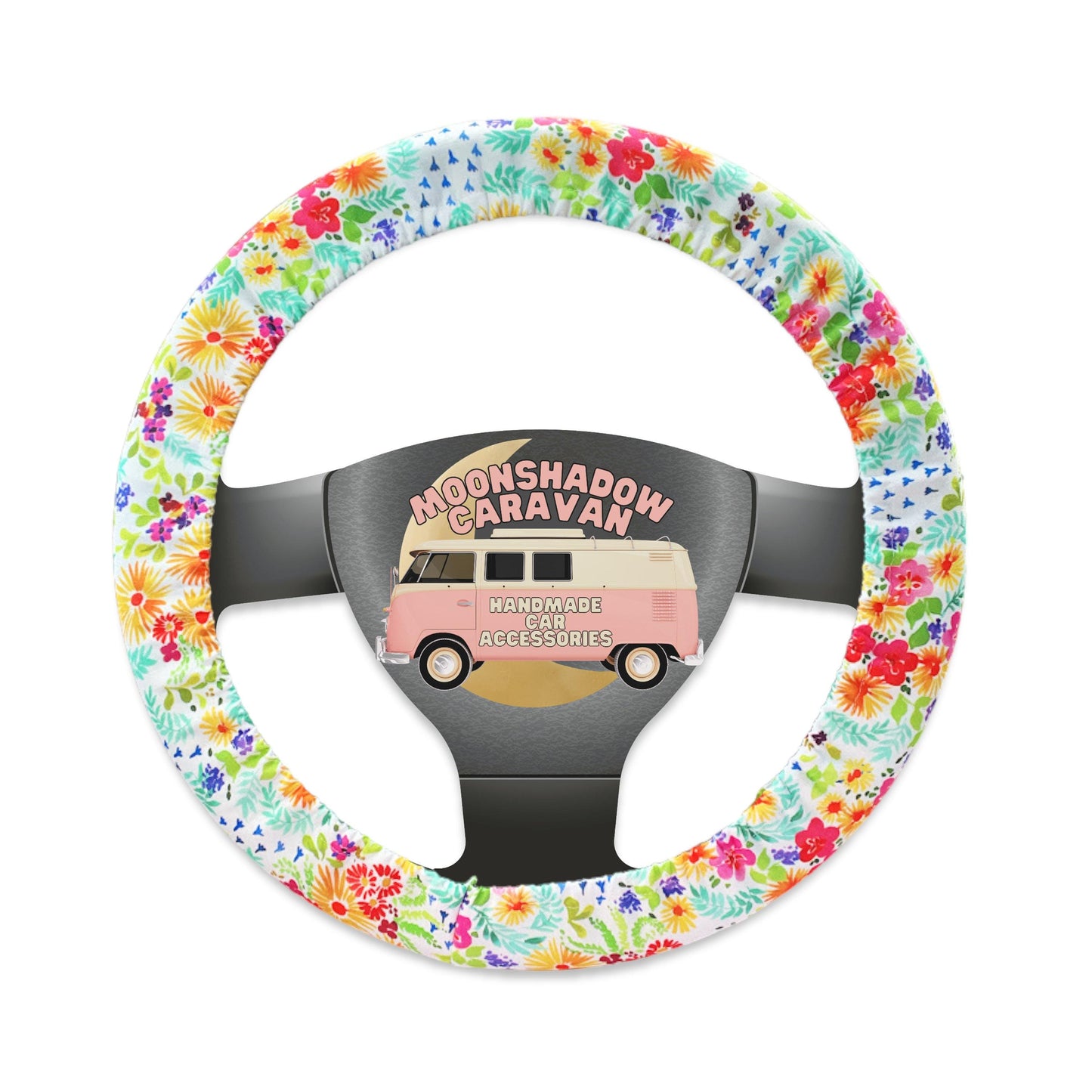Bright Floral Steering Wheel Cover