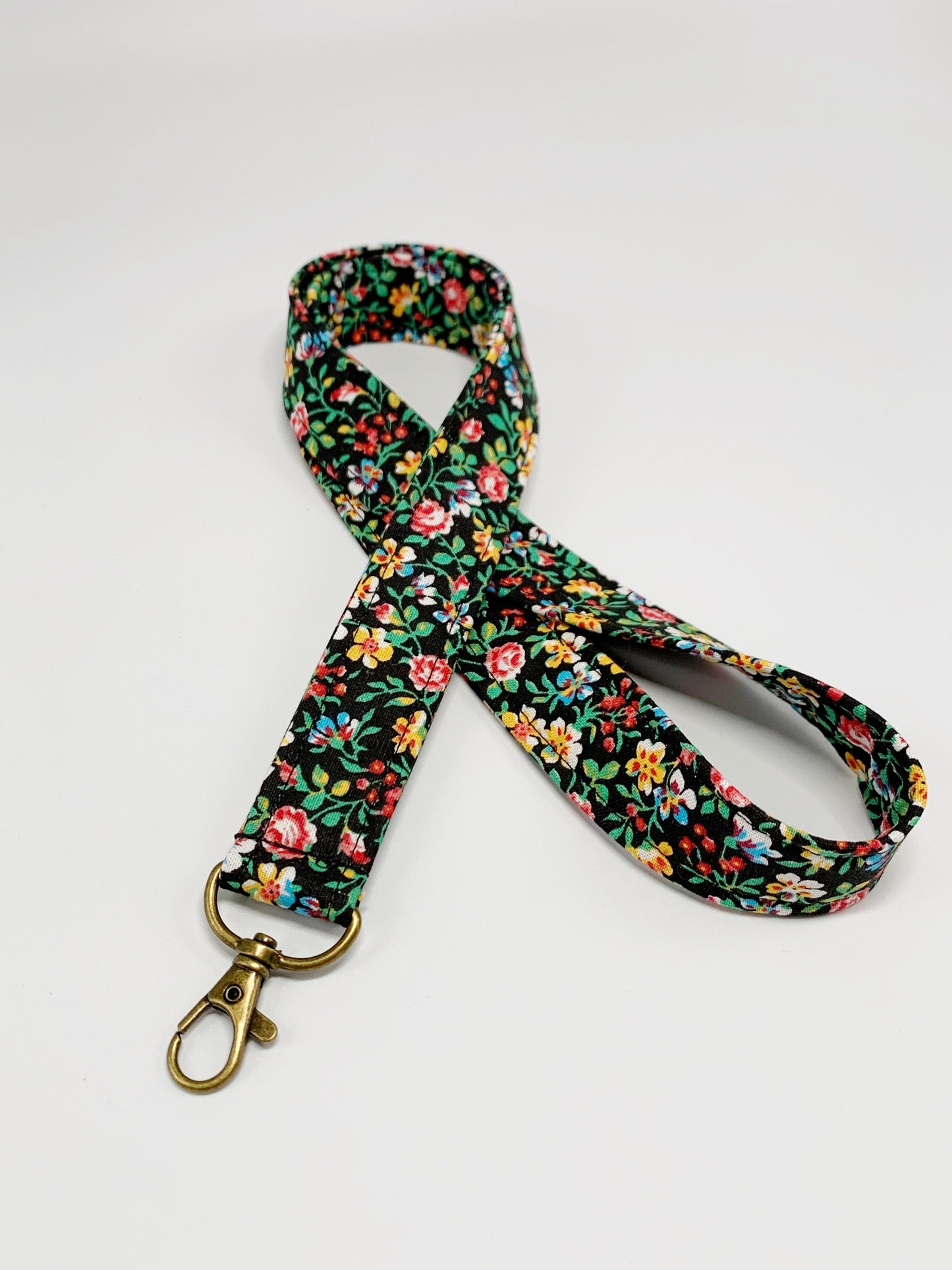 Black Vintage Floral Lanyard Badge Holder