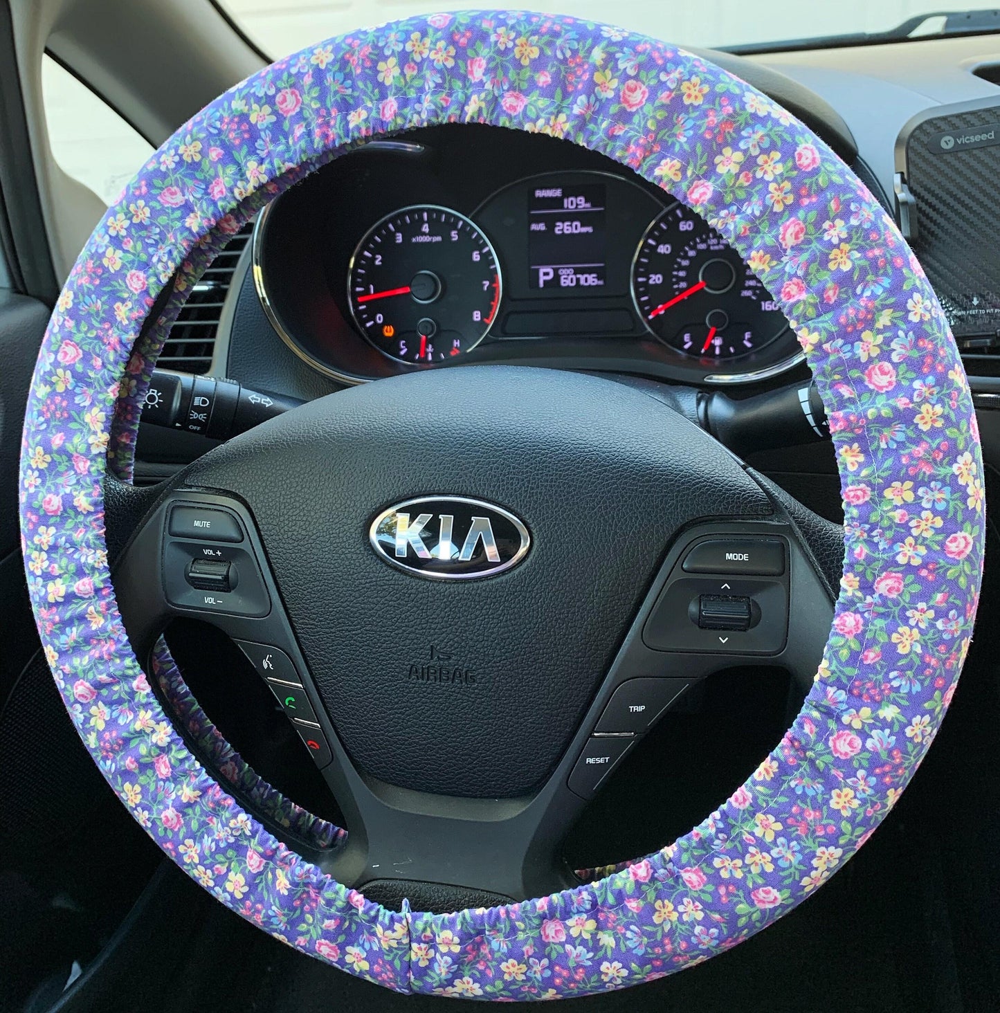 Purple Floral Steering Wheel Cover