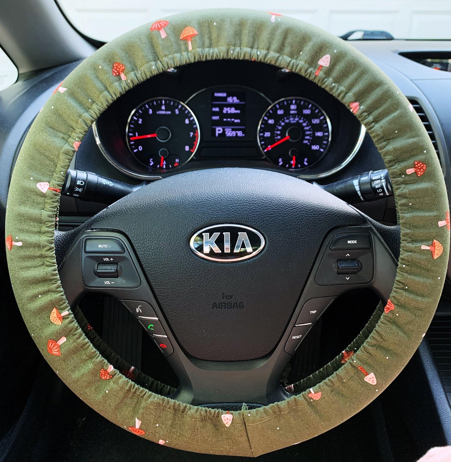 Olive Green Mushroom Steering Wheel Cover