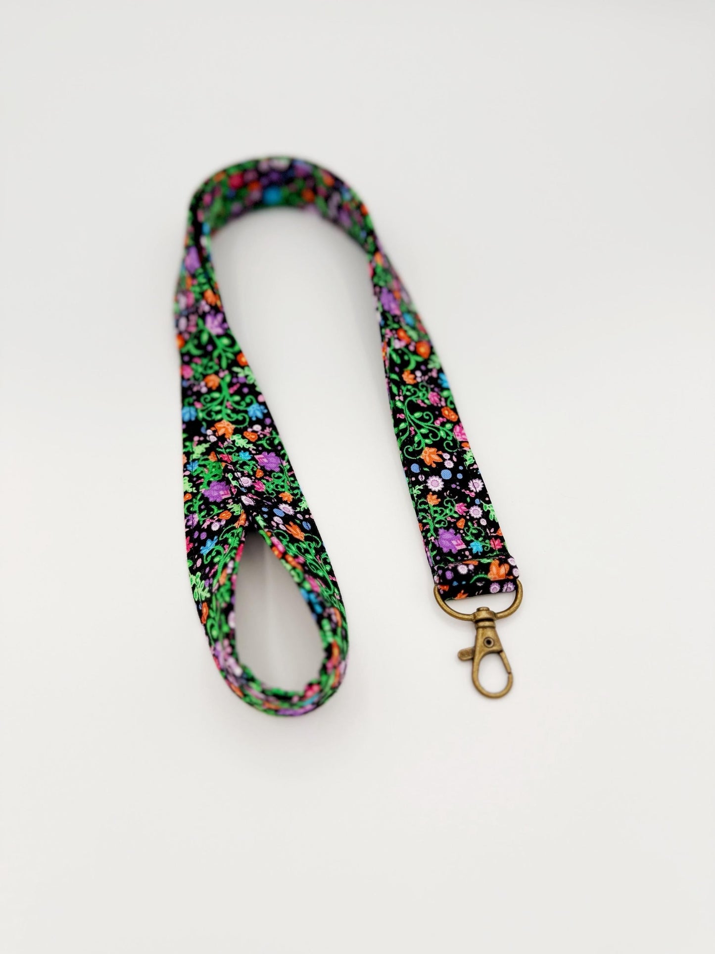 Black Wildflower Lanyard Badge Holder
