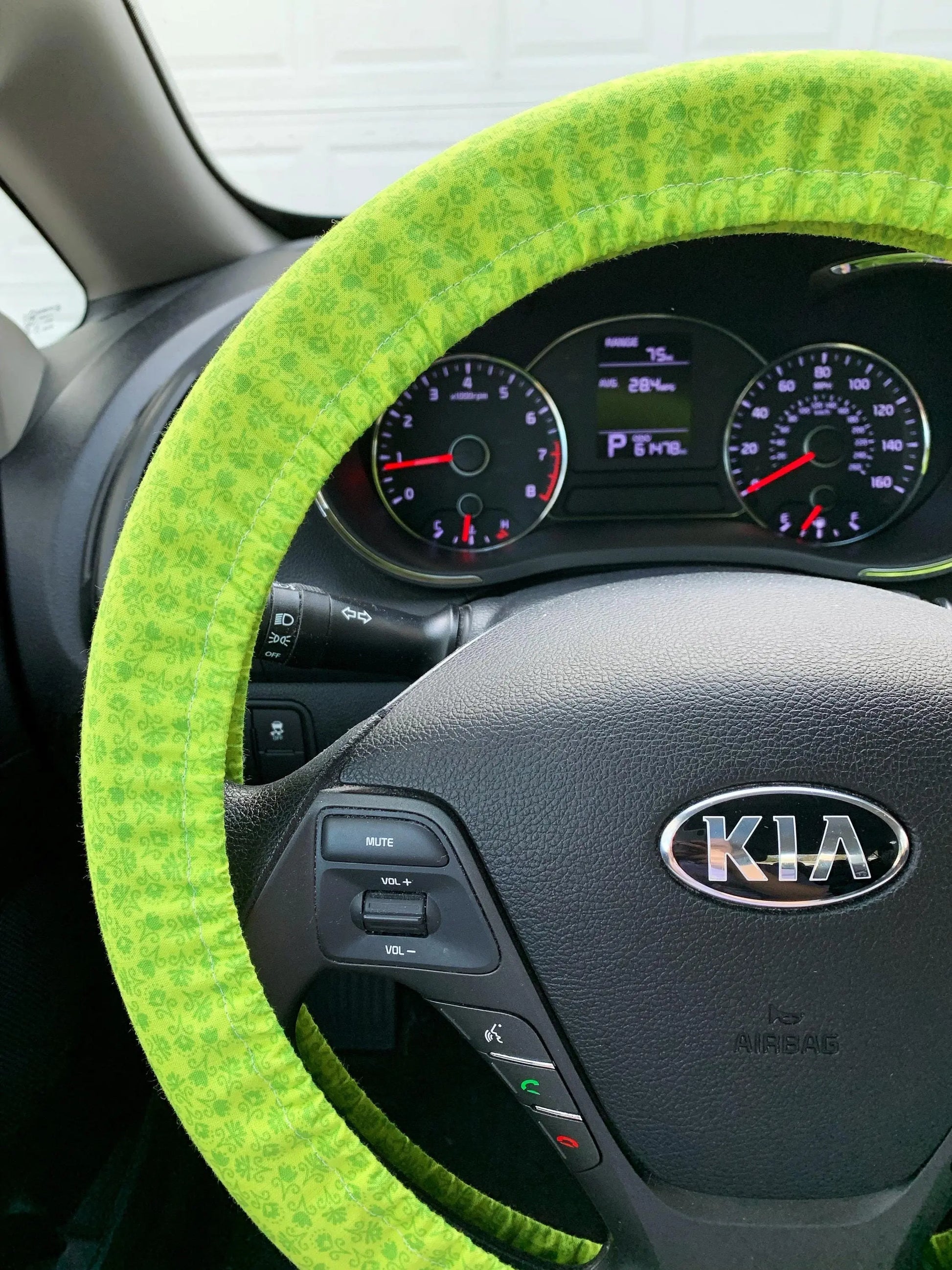 Lime Green Floral Steering Wheel Cover Moonshadow Caravan