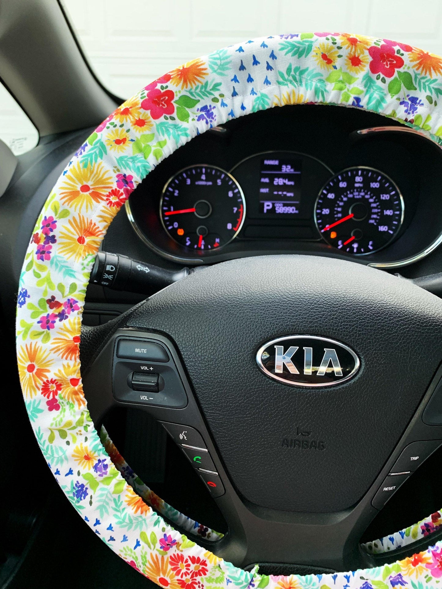 Bright Floral Steering Wheel Cover