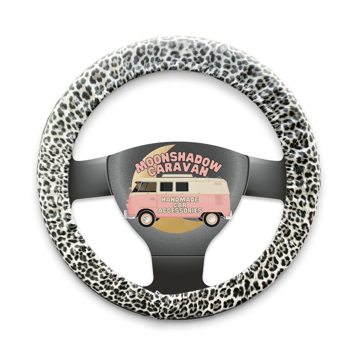 Gray Leopard Steering Wheel Cover