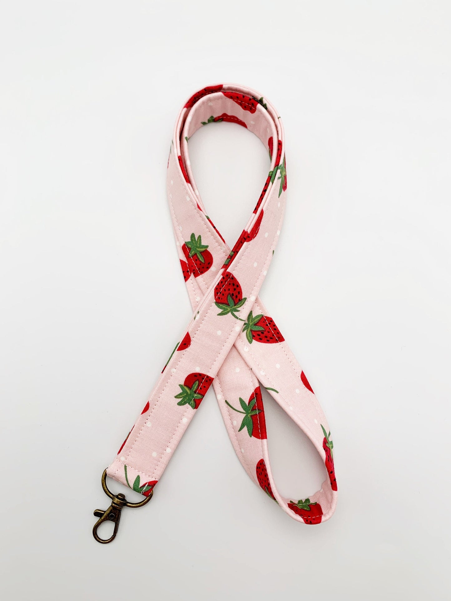 Pink Strawberry Lanyard Badge Holder